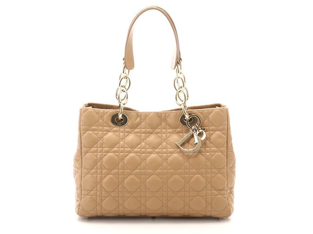 Christian Dior Lady Handbag Beige Cream Calfskin